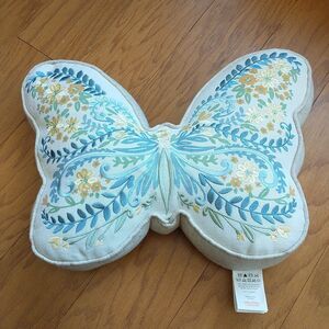 Lillian August Home Accent Pillow Butterfly-Shaped Embroidered Decor Pastel
